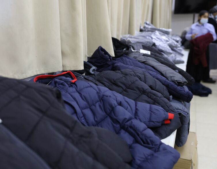 coats on table