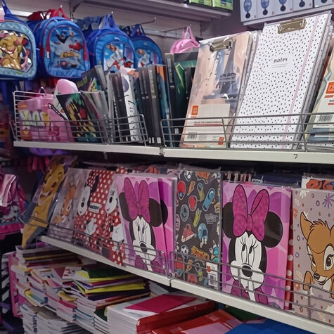 school supplies set up in a store