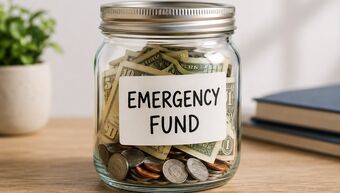 glass jar filled with dollar bills and coins