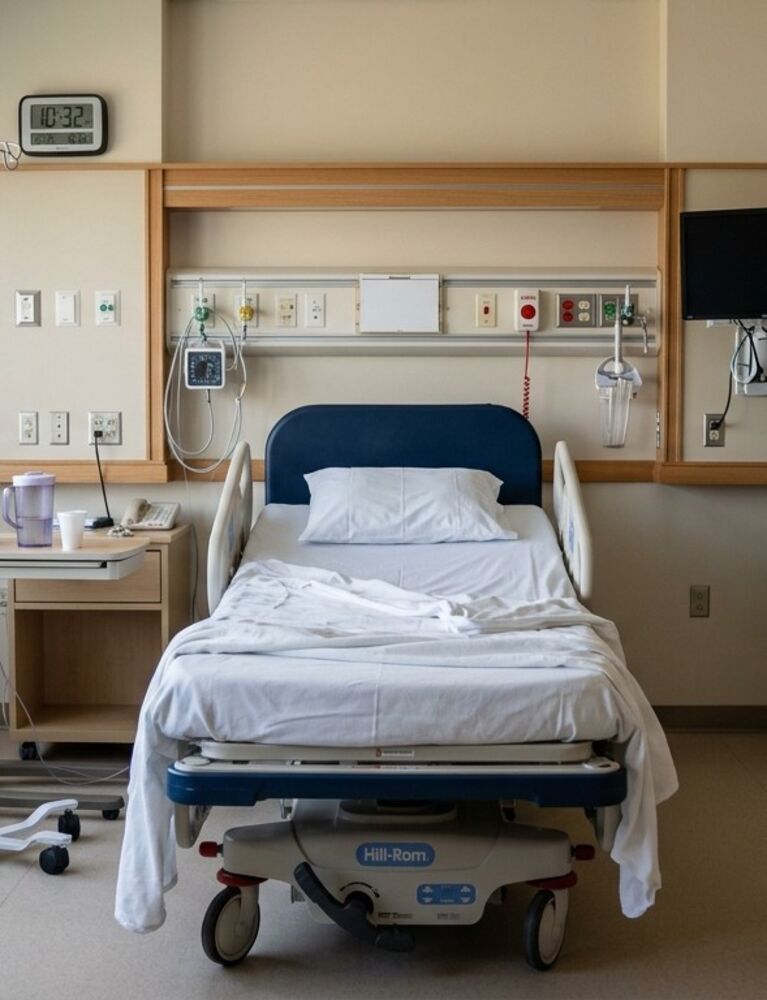 hospital bed in hospital room