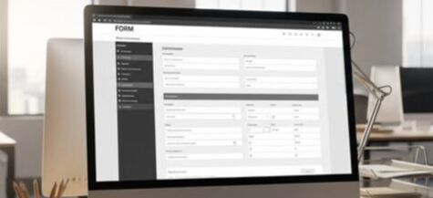 computer monitor with an online form in an office